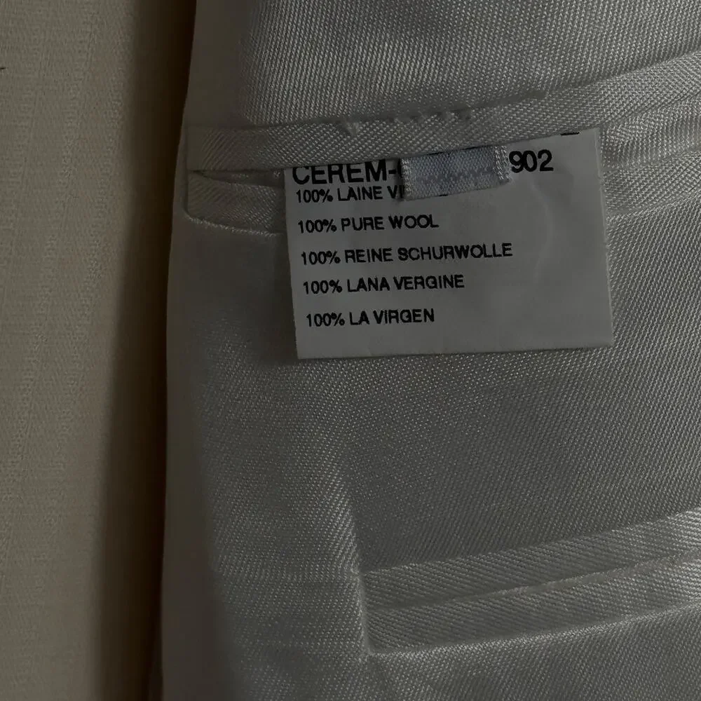 NWT Courrèges Homme Ivory Virgin Wool 2 Piece Suit EU 47 French Designer